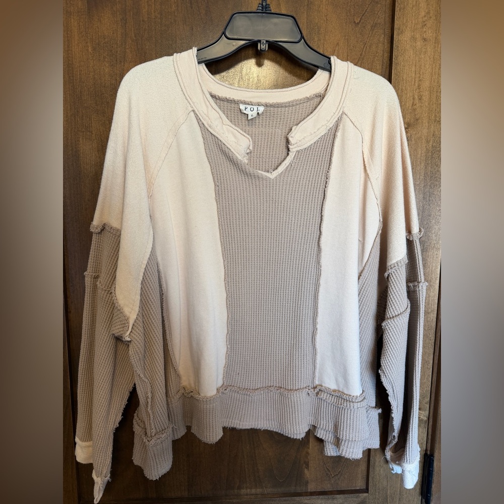 POL taupe/cream top - NEW NEVER WORN - L